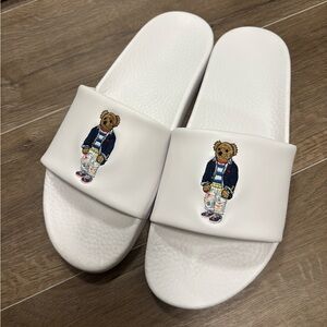 Polo Ralph Lauren White Bear Slides